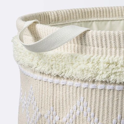 Tufted Fabric Large Round Storage Basket - Khaki And Cream - Cloud Island™ 2 Tufted Fabric Large Round Storage Basket - Khaki And Cream - Cloud Island™ - Image 2