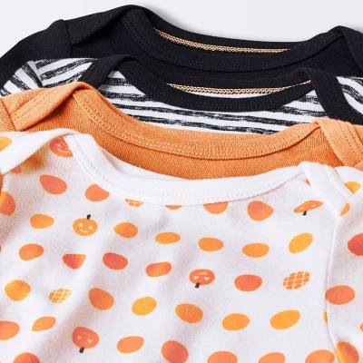 Baby 4pk Halloween Long Sleeve Bodysuit - Cloud Island™ Orange 2 Baby 4pk Halloween Long Sleeve Bodysuit - Cloud Island™ Orange - Image 2