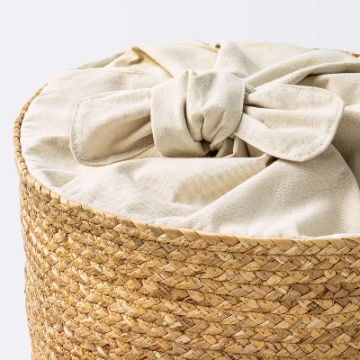 Braided Water Hyacinth Storage Basket With Fabric Tie Closure - XL - Cloud Island™ 2 Braided Water Hyacinth Storage Basket With Fabric Tie Closure - XL - Cloud Island™ - Image 2