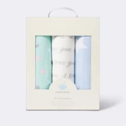 Muslin Swaddle Blanket I Love You To The Moon And Back - 3pk - Cloud Island™ -Cloud Island GUEST 4316b81e 63c4 4e33 8673 83aed054a868