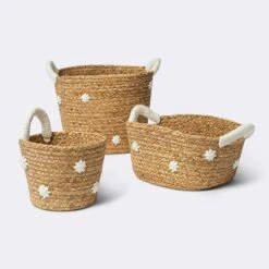 Braided Water Hyacinth With Tufted Embroidery Square Storage Basket - Cloud Island™ 5 Braided Water Hyacinth With Tufted Embroidery Square Storage Basket - Cloud Island™ -Cloud Island GUEST 45185a1d d101 428b 9a4a 4dce38f9c3eb 1