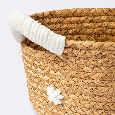 Braided Water Hyacinth With Tufted Embroidery Square Storage Basket - Cloud Island™ 2 Braided Water Hyacinth With Tufted Embroidery Square Storage Basket - Cloud Island™ - Image 2