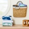 Wall Hanging Natural Woven Basket With Coiled Rope Handle - Gray - Cloud Island™