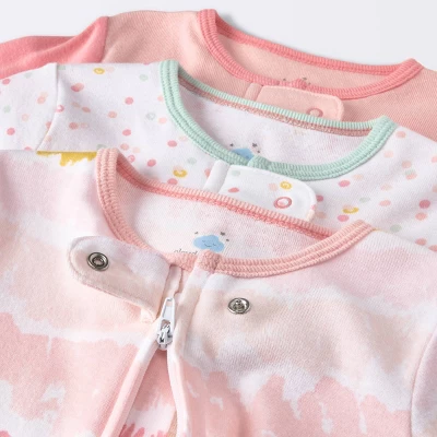 Baby Girls' 3pk Zip-Up Sleep N' Play - Cloud Island™ Pink 2 Baby Girls' 3pk Zip-Up Sleep N' Play - Cloud Island™ Pink - Image 2