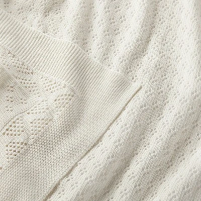 Seed Stitch Pointelle Baby Blanket - Cream - Cloud Island™ 2 Seed Stitch Pointelle Baby Blanket - Cream - Cloud Island™ - Image 2