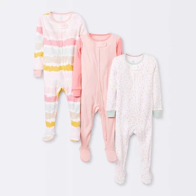 Baby Girls' 3pk Zip-Up Sleep N' Play - Cloud Island™ Pink 4 Baby Girls' 3pk Zip-Up Sleep N' Play - Cloud Island™ Pink - Image 4