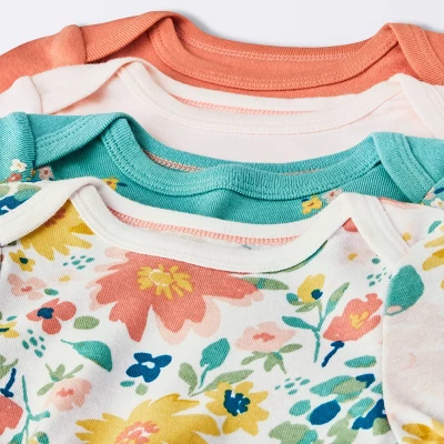 Baby Girls' 4pk Long Sleeve Bodysuit - Cloud Island™ Floral 2 Baby Girls' 4pk Long Sleeve Bodysuit - Cloud Island™ Floral - Image 2