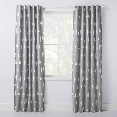 Blackout Curtain Panel Trees - Cloud Island Gray 2 Blackout Curtain Panel Trees - Cloud Island Gray - Image 2