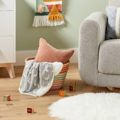 Jersey Knit Reversible Faux Fur Blanket Llamas - Cloud Island™ Blue/White 1 Jersey Knit Reversible Faux Fur Blanket Llamas - Cloud Island™ Blue/White