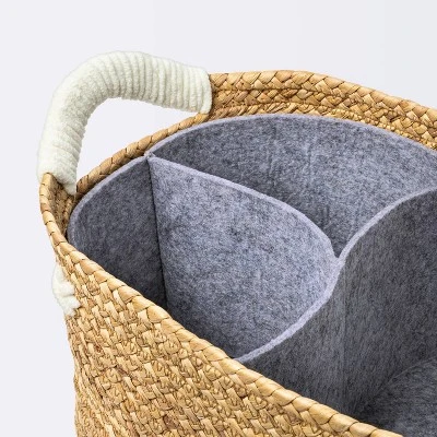 Braided Water Hyacinth With Tufted Embroidery Diaper Caddy Basket - Cloud Island™ 2 Braided Water Hyacinth With Tufted Embroidery Diaper Caddy Basket - Cloud Island™ - Image 2