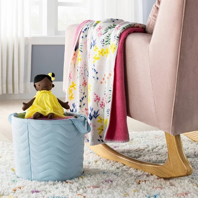 Quilted Fabric Medium Round Storage Basket - Blue - Cloud Island™ 1 Quilted Fabric Medium Round Storage Basket - Blue - Cloud Island™